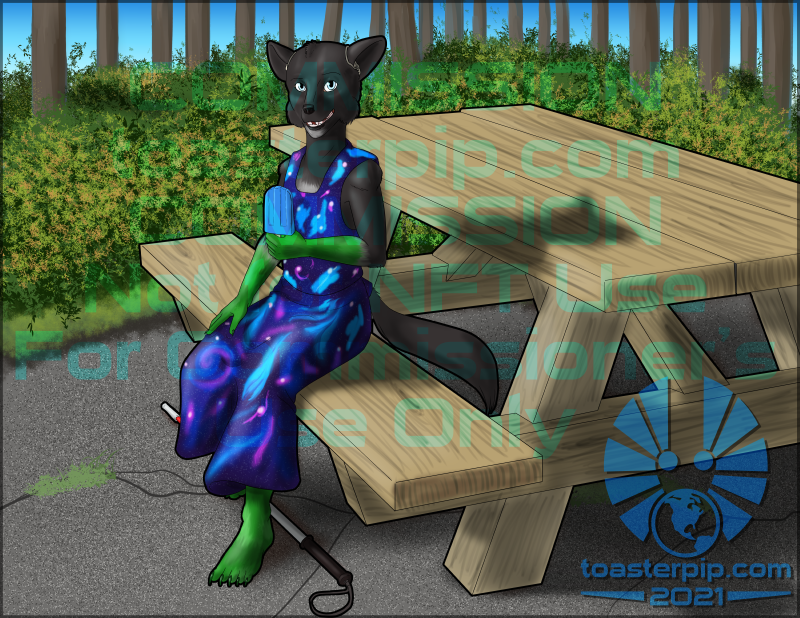 toasterpip commission character arctic_fox fox child popsicle picnic table