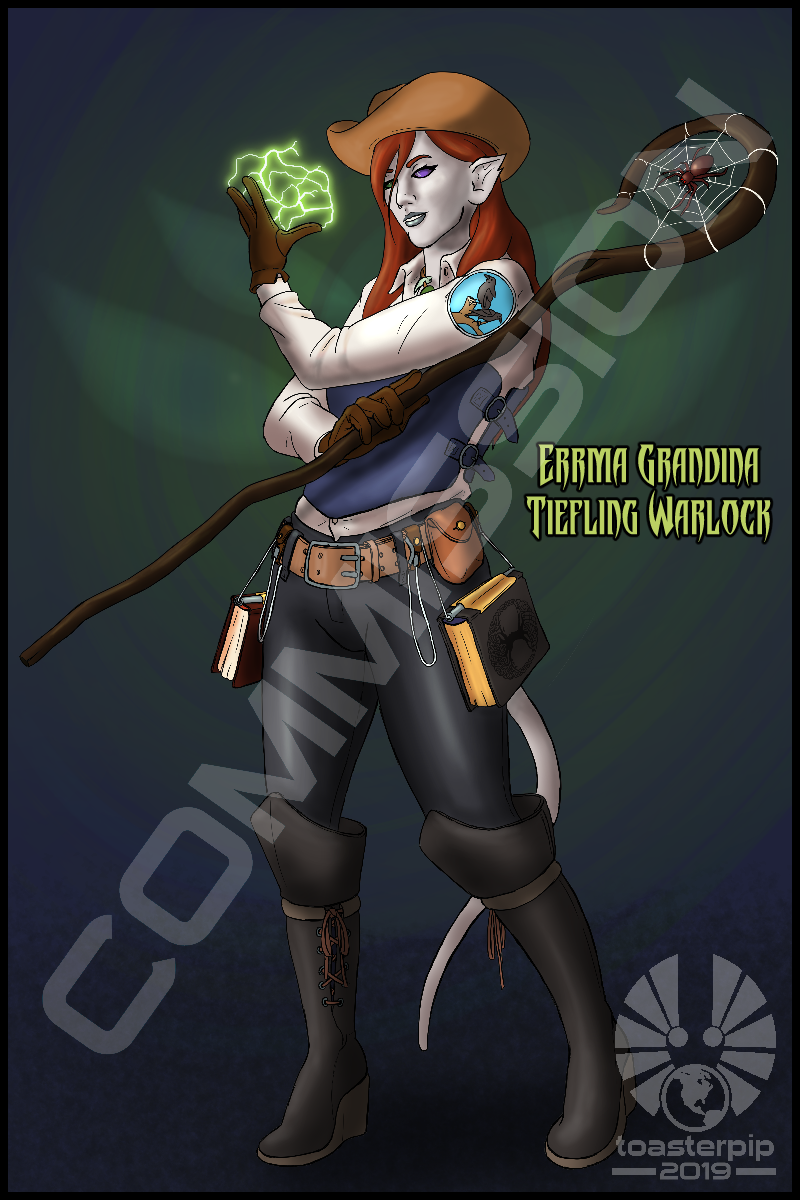 toasterpip commission dnd dungeons and dragons 5E tiefling warlock