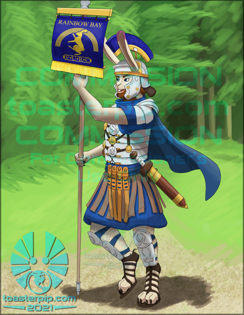 toasterpip commission furry anthro hare rabbit legionnaire roman centurion