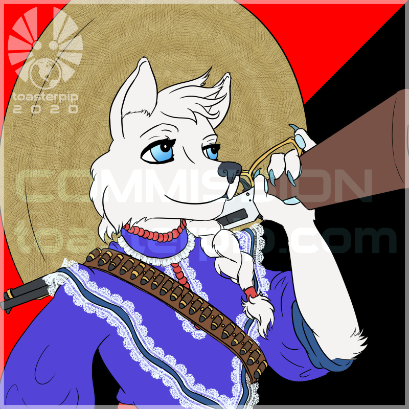 toasterpip commission icon bust fox arctic_fox adelita blue dress