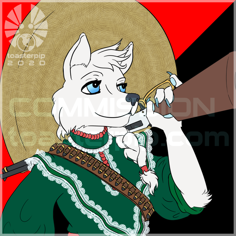 toasterpip commission icon bust fox arctic_fox adelita green dress