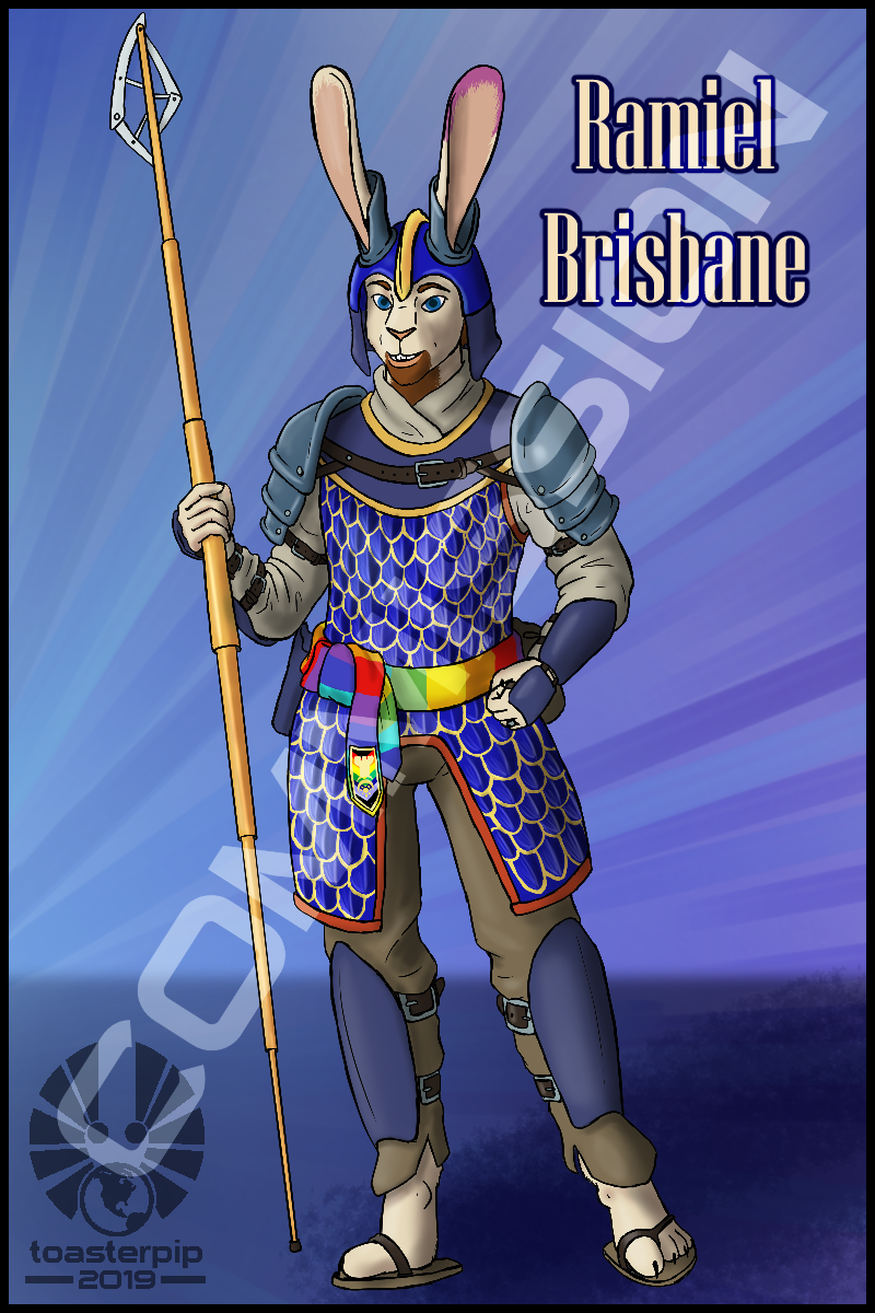 toasterpip commission furry guard armour rabbit bunny man