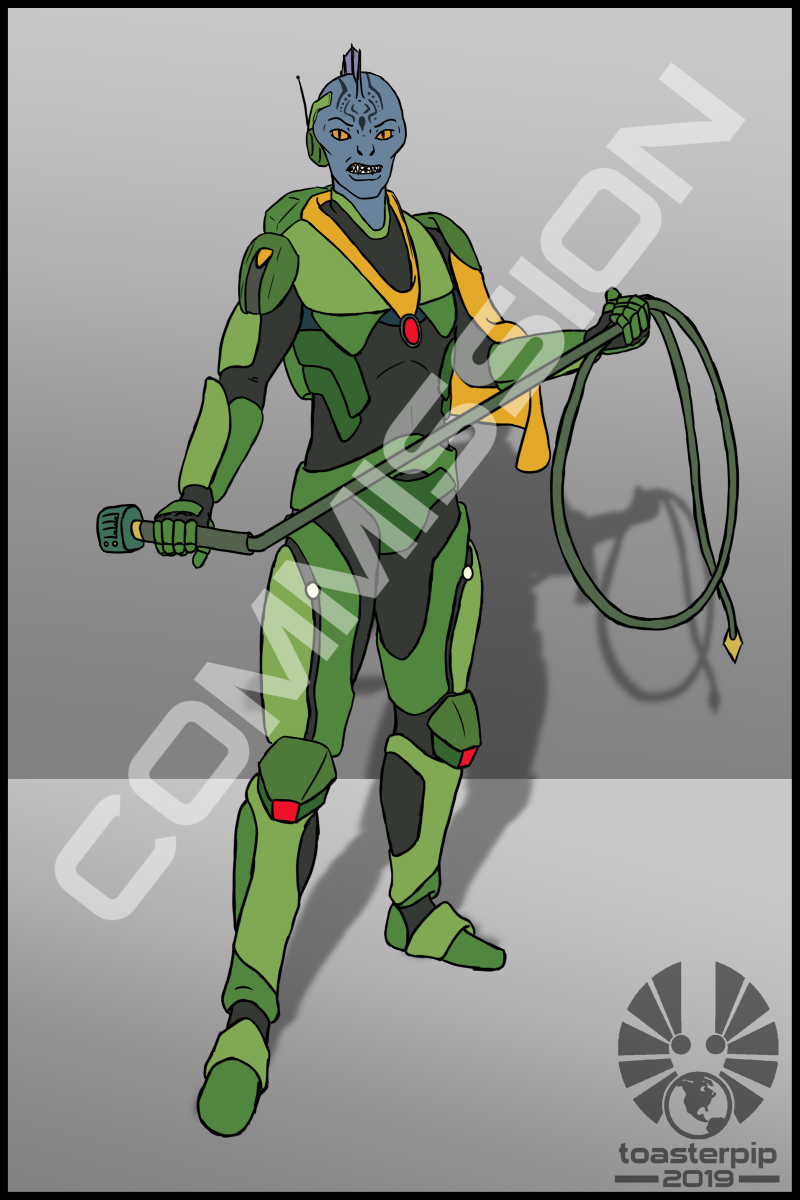 toasterpip commission starfinder reptilian azlanti villain armour armor whip