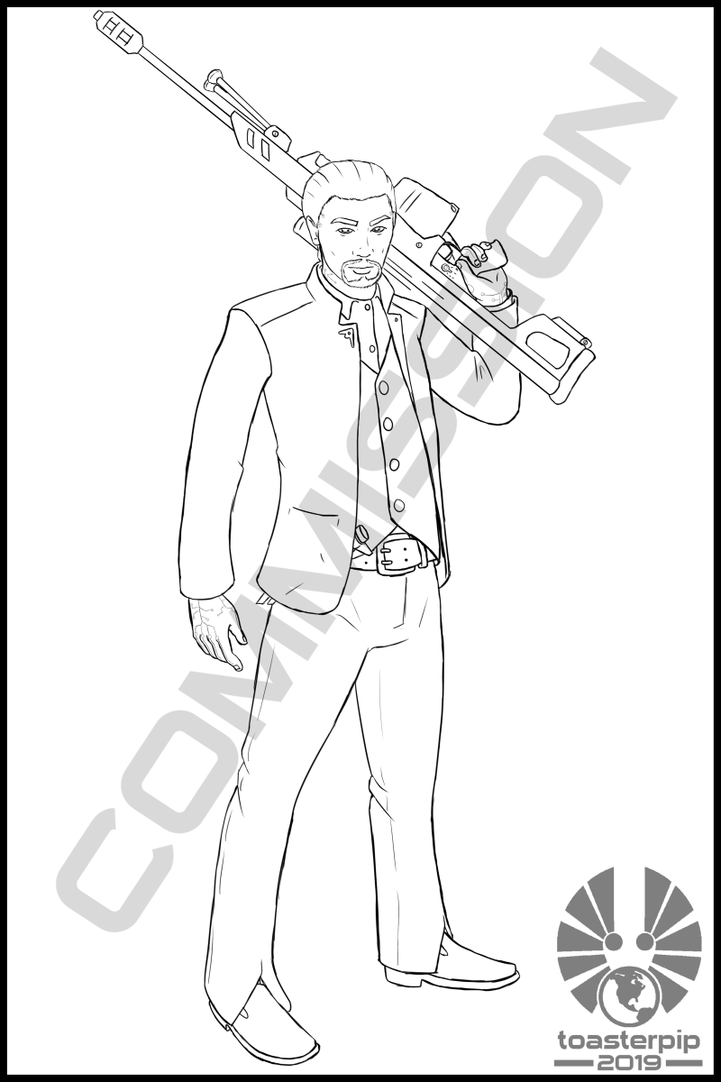 toasterpip commission cyberpunk sniper longshot cybernetic rifle
