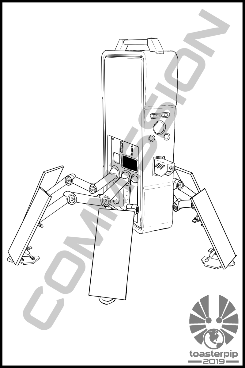 toasterpip commission scifi robot sentry turret bot