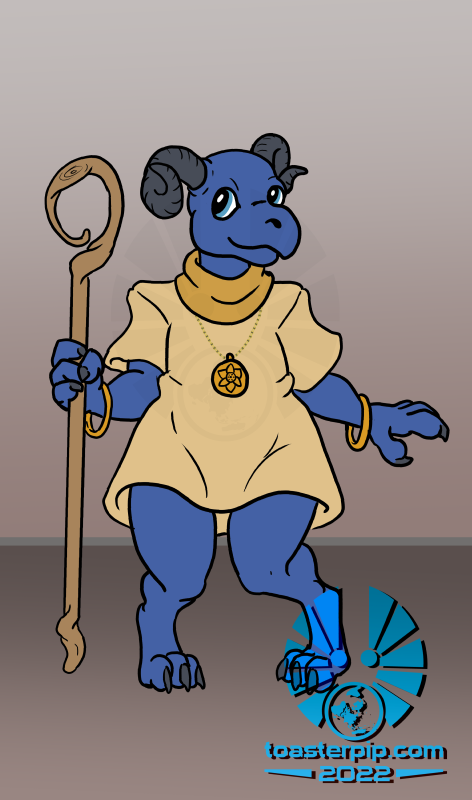 kobold healer blue scalie cleric staff bottom_heavy