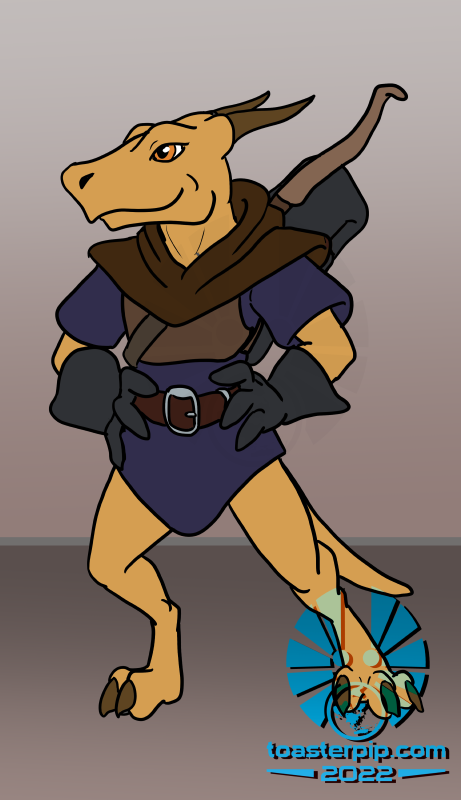 kobold ranger orange scalie confident smug bow archer