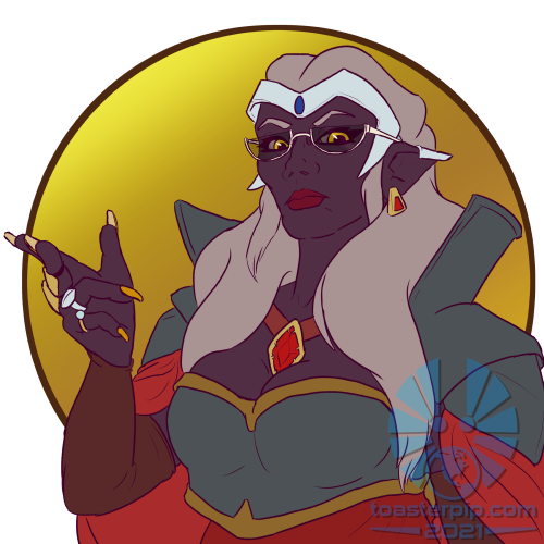 toasterpip character rpg D&D dnd drow dark_elf woman armour noble dark_glasses