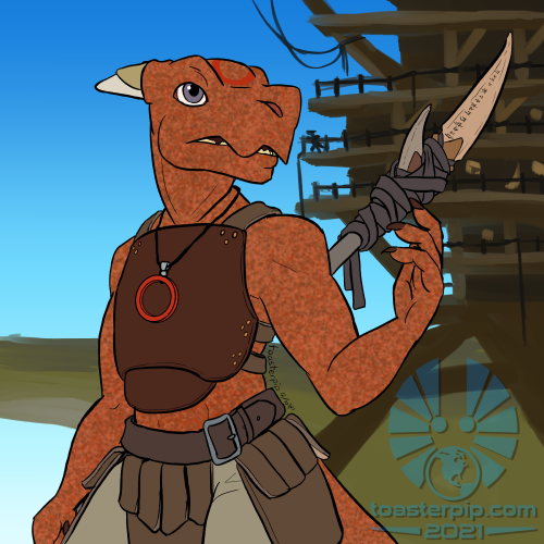 toasterpip character rpg d&d dnd kobold tribal spear leather_armor