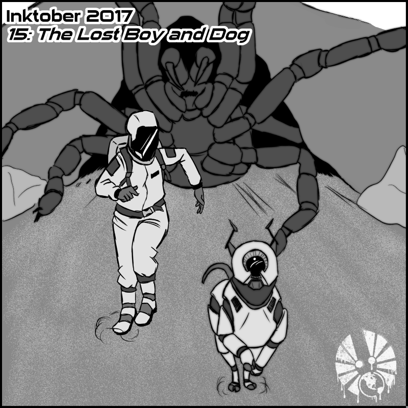 inktober inktober2017 day15 The_Lost_Boy_and_Dog