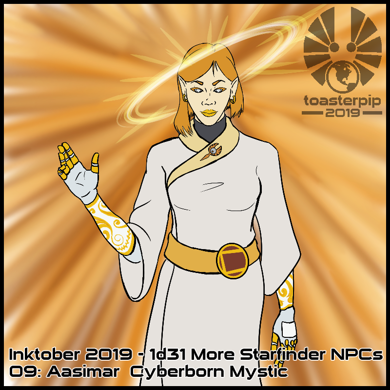 toasterpip inktober 2019 starfinder aasimar cyberborn mystic