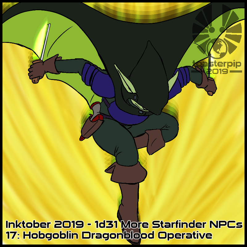 toasterpip inktober 2019 starfinder hobgoblin dragonblood operative