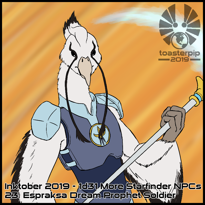 toasterpip inktober 2019 starfinder espraksa dream prophet soldier