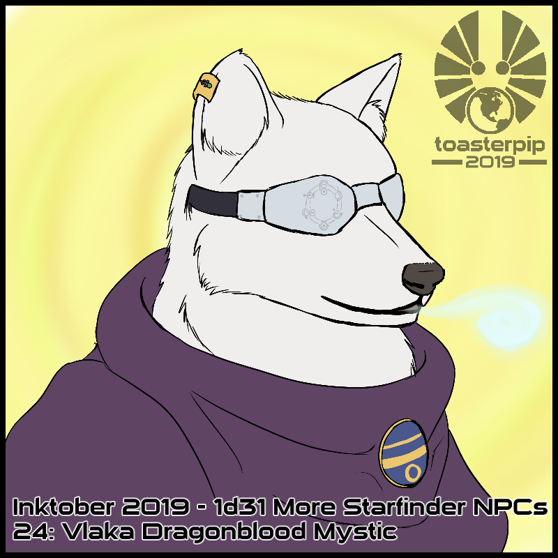 toasterpip inktober 2019 starfinder vlaka dragonblood mystic