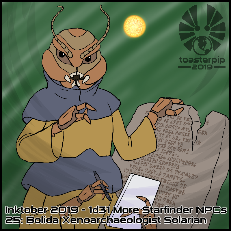 toasterpip inktober 2019 starfinder bolida xenoarchaeologist solarian